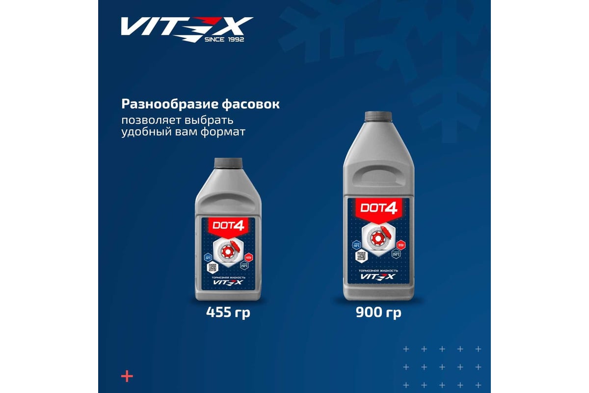 Тормозная жидкость VITEX ДОТ 4 455 гр V800310 выгодная цена отзывы