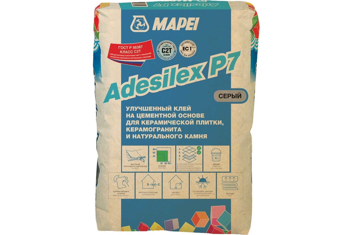 Плиточный клей MAPEI Adesilex P7 серый 25 кг 2182125 выгодная цена