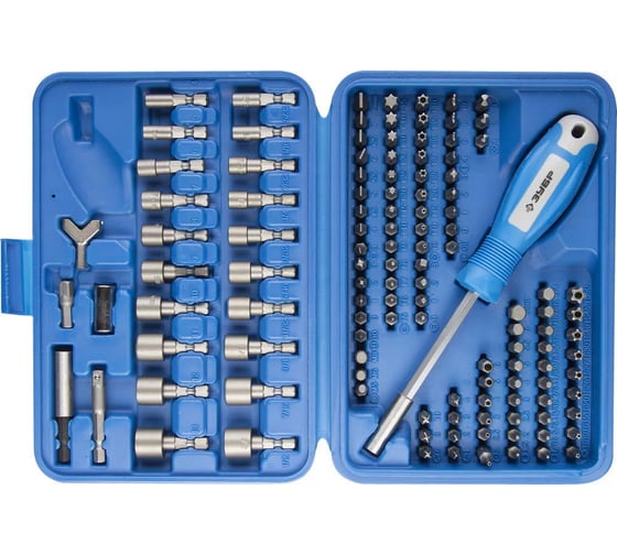 Набор бит Зубр ЭКСПЕРТ УНИВЕРСАЛ, Cr-Mo, 122 предмета, в боксе