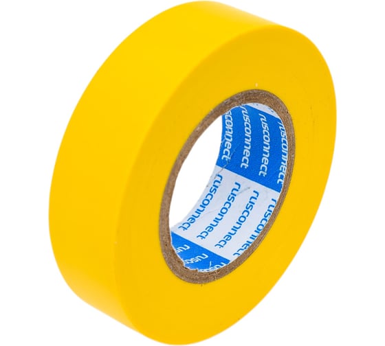 Изображение товара Изолента ПВХ Rusconnect 19 мм х 0,13х20 м, желтый , 10 шт. 173520