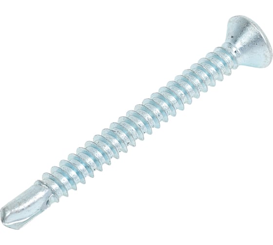 Изображение товара Саморез Квадра DIN 7504 P 4.8x50 цинк, yп. 10 шт., потай, шлиц PH2, сверло 504850010812