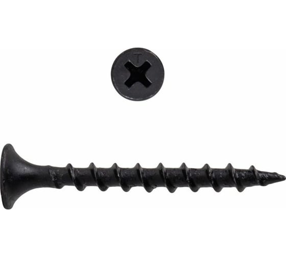 Изображение товара Саморез по дерeву Квадра черный 3.5x25, yп. 20 шт., PH2, редкая резьба, для гкл 35025100020H