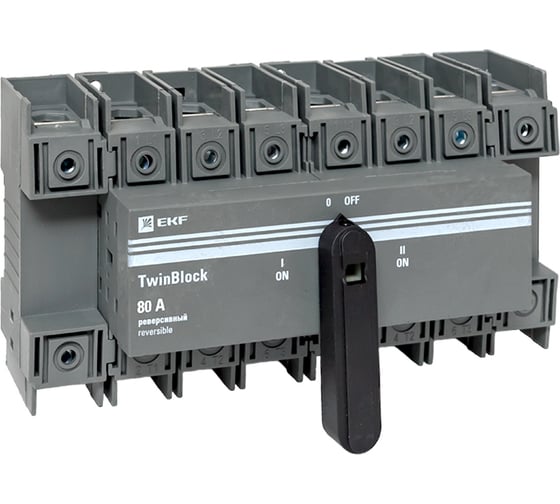 Изображение товара Рубильник EKF 80A 4P реверсивный c рукояткой для прямой установки TwinBlock tb-s-80-4p-rev