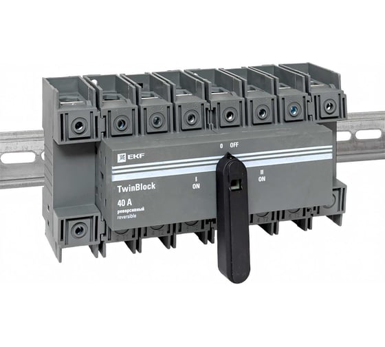 Изображение товара Рубильник EKF 40A 4P реверсивный c рукояткой для прямой установки TwinBlock tb-s-40-4p-rev