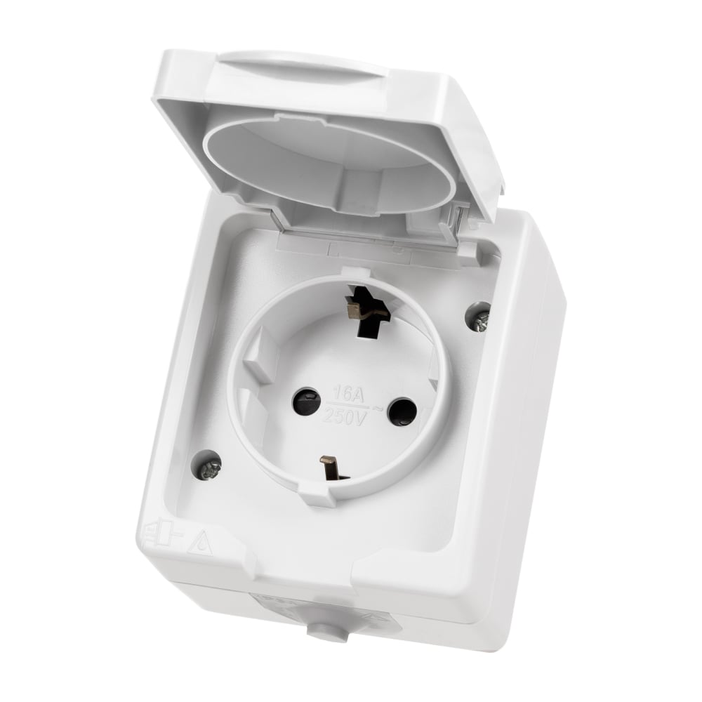 Изображение товара Розетка TDM ELECTRIC 2П+З, открытой установки, IP54, 16А, белая "Вуокса" SQ1803-1007