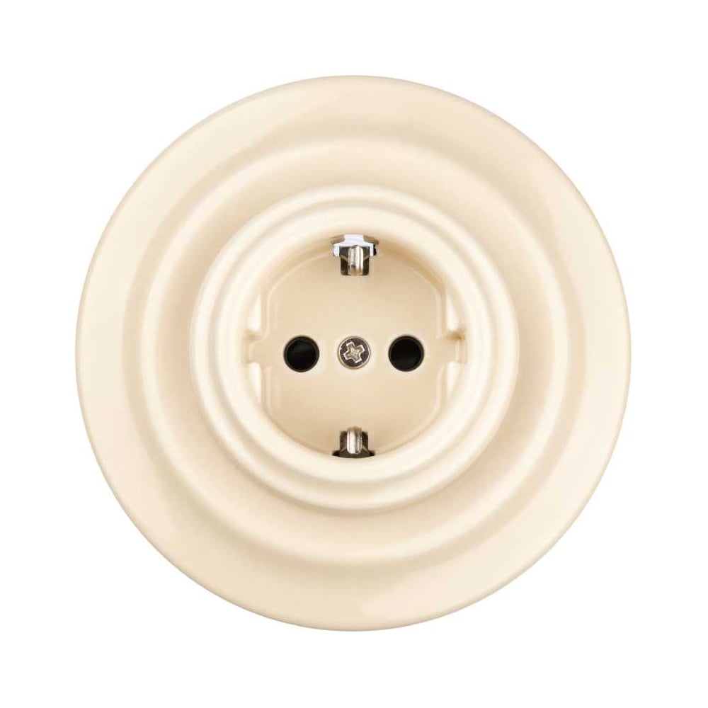 Изображение товара Фарфоровая розетка TDM ELECTRIC скрытой установки, 2П+З, 16А, 250В, слоновая кость «Болонь» SQ1820-0322