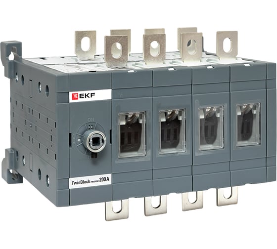 Изображение товара Рубильник EKF 200A 4P реверсивный без рукоятки управления TwinBlock tb-s-200-4p-rev
