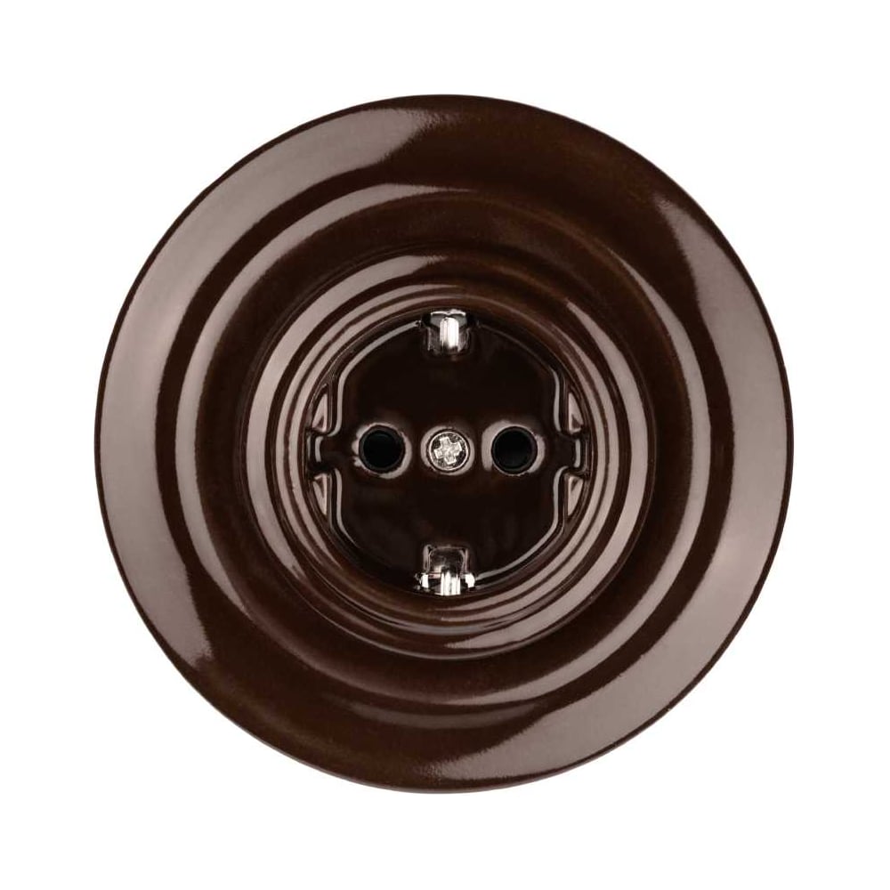 Изображение товара Фарфоровая розетка TDM ELECTRIC скрытой установки, 2П+З, 16А, коричневая "Болонь" SQ1820-0422