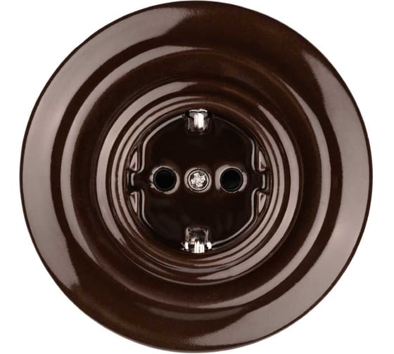 Изображение товара Фарфоровая розетка TDM ELECTRIC скрытой установки, 2П+З, 16А, 250В, коричневая «Болонь» SQ1820-0422