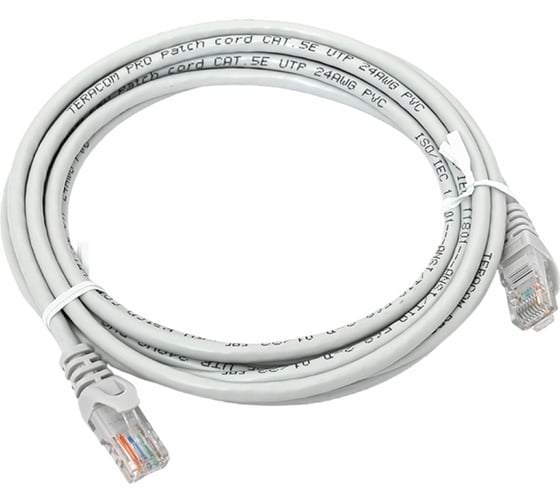 Изображение товара Неэкранированный патч-корд EKF teracom cat.5e (1гбит/с) utp оболочка pvc серый (3м) TRC-5EUTP-PVC-3M-GY