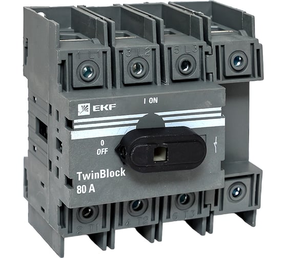 Изображение товара Рубильник EKF 80A 4P c рукояткой управления для прямой установки TwinBlock tb-80-4p-f