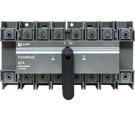 Изображение товара Рубильник EKF 63A 4P реверсивный c рукояткой для прямой установки TwinBlock tb-s-63-4p-rev