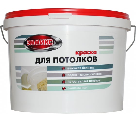 Изображение товара Краска для потолка Эммикс акриловая, белая, 1,3 кг 4690417049806