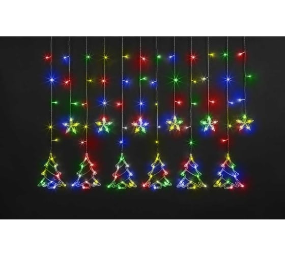 Изображение товара Гирлянда Navigator NGF-D033-04 (бахрома звезды и елочки RGBY 2.5*1м IP20) 95126