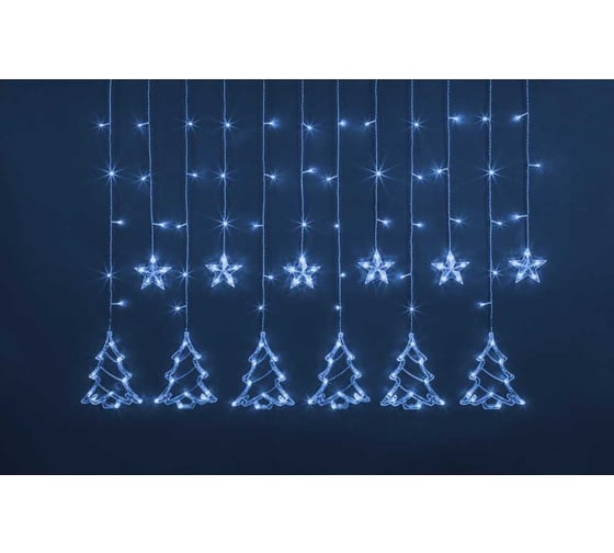 Изображение товара Гирлянда Navigator NGF-D033-03 (бахрома звезды и елочки Blue 2.5*1м IP20) 95125