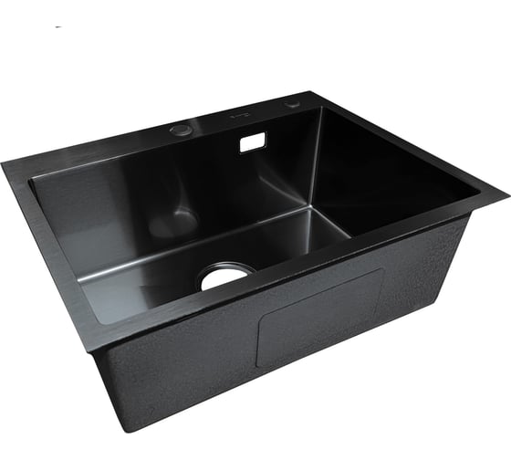 Изображение товара Мойка SANTREK AQUA нержавеющая сталь, врезная, 600x450x220 т 3,0 ЧЕРНАЯ D6045B (+ сифон + дозатор) + коландер 390x220 318417