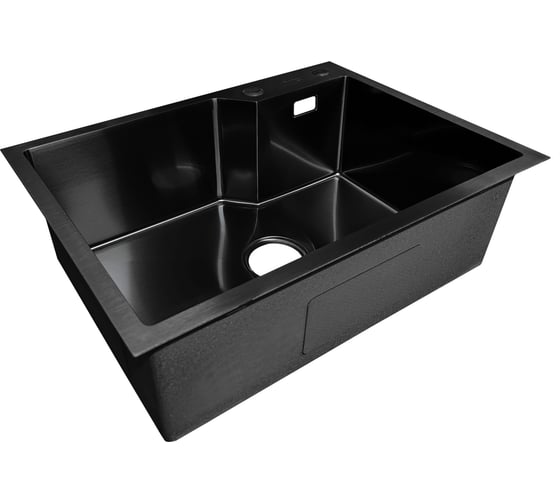 Изображение товара Мойка SANTREK AQUA нержавеющая сталь, врезная, 650x480x220 т 3,0 ЧЕРНАЯ D6548NB (+ сифон + дозатор) + коландер 460x220 318419