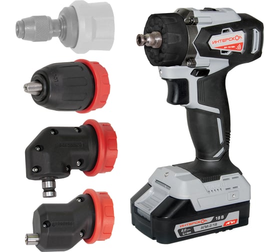 Изображение товара Бесщеточная аккумуляторная дрель-шуруповерт Интерскол ДА-13/18ВК 45 комби АПИ Li-ion, кейс, 2 аккум., 2Ач, 3 насадки 575.2.2.78