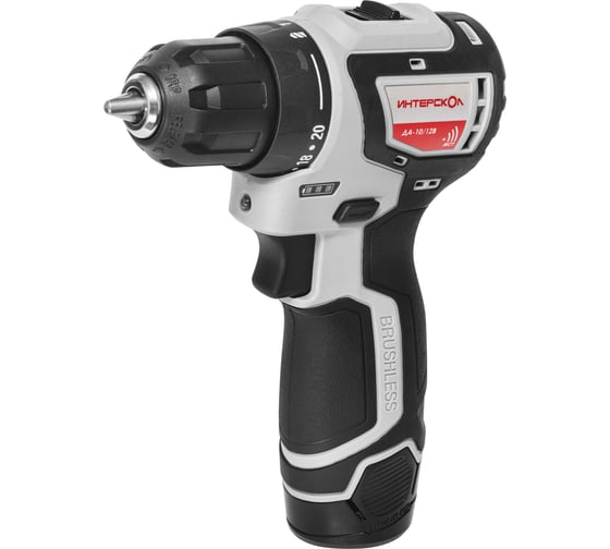 Изображение товара Бесщеточная аккумуляторная дрель-шуруповерт Интерскол ДА-10/12В 36 МиниМАКС  Li-ion, кейс, 2 аккум., 2Ач 687.2.2.70