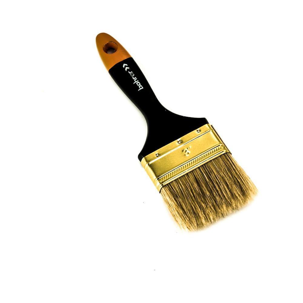 Изображение товара Плоская кисть BOHRER Профи 75 мм, натуральная щетина, деревянная рукоятка