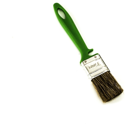 Изображение товара Плоская кисть BOHRER "По дереву" 35 мм, смешанная щетина, 45x10 мм, зеленая пластиковая рукоятка 81031035