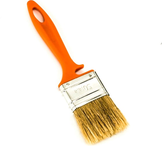 Изображение товара Плоская кисть BOHRER "Эмали" 50 мм, натуральная щетина, 45x12 мм, оранжевая пластиковая рукоятка 81011050