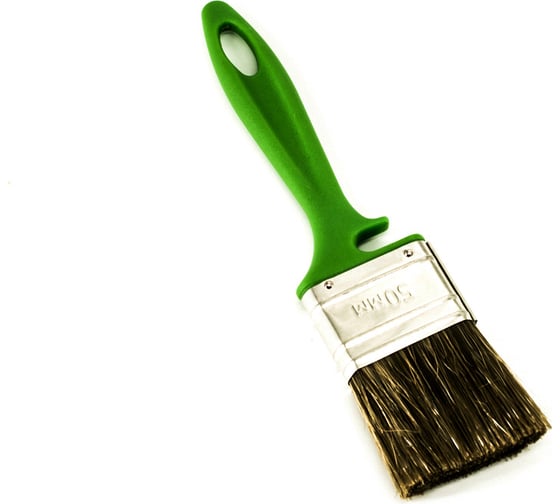 Изображение товара Плоская кисть BOHRER "По дереву" 50 мм, смешанная щетина, 45x12 мм, зеленая пластиковая рукоятка 81031050