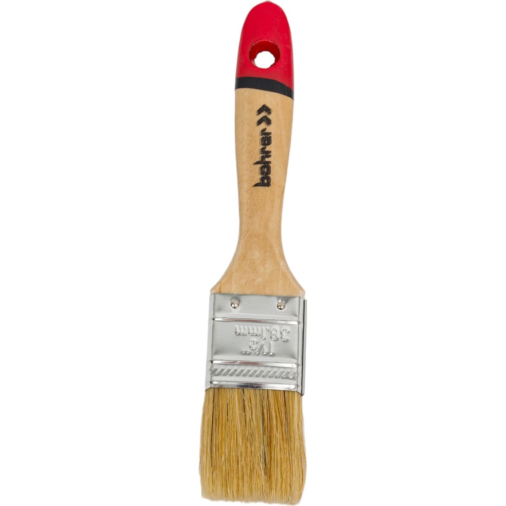 Изображение товара Плоская кисть BOHRER Мастер 38 мм, 1,5", 100% натуральная щетина, 38x10 мм, деревянная утолщенная рукоятка 81002038