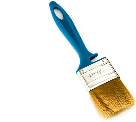 Изображение товара Плоская кисть BOHRER Лаки 50 мм, искусственная щетина, 45x12 мм, синяя пластиковая рукоятка 81021050