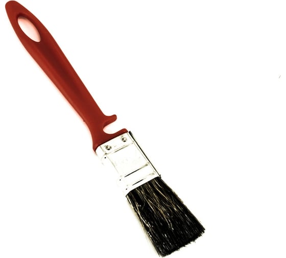 Изображение товара Плоская кисть BOHRER Водные краски 25 мм, смешанная черная щетина, 45x10 мм, красная пластиковая рукоятка 81041025