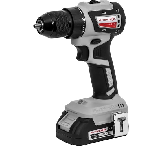 Изображение товара Бесщеточная аккумуляторная дрель-шуруповерт Интерскол ДА-13/18В 50 Li-ion АПИ кейс, 2 аккум. 2Ач, ЗУ 776.2.2.70