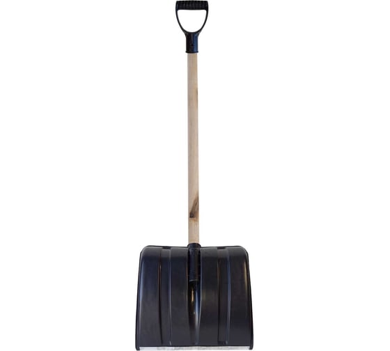 Изображение товара Лопата пластиковая ООО Агростройлидер №4 380x380мм с оцинкованной планкой с деревянным черенком и v-ручкой в сборе СНЕГ-01.08.21