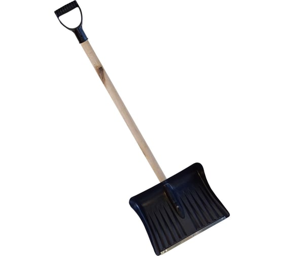 Изображение товара Лопата пластиковая ООО Агростройлидер №2 495x390мм с оцинкованной планкой с деревянным черенком и v-ручкой в сборе СНЕГ-01.02.21