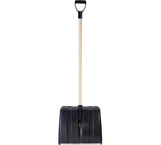Изображение товара Лопата пластиковая ООО Агростройлидер №4 380x380мм с оцинкованной планкой с деревянным черенком и v-ручкой в сборе СНЕГ-01.08.11
