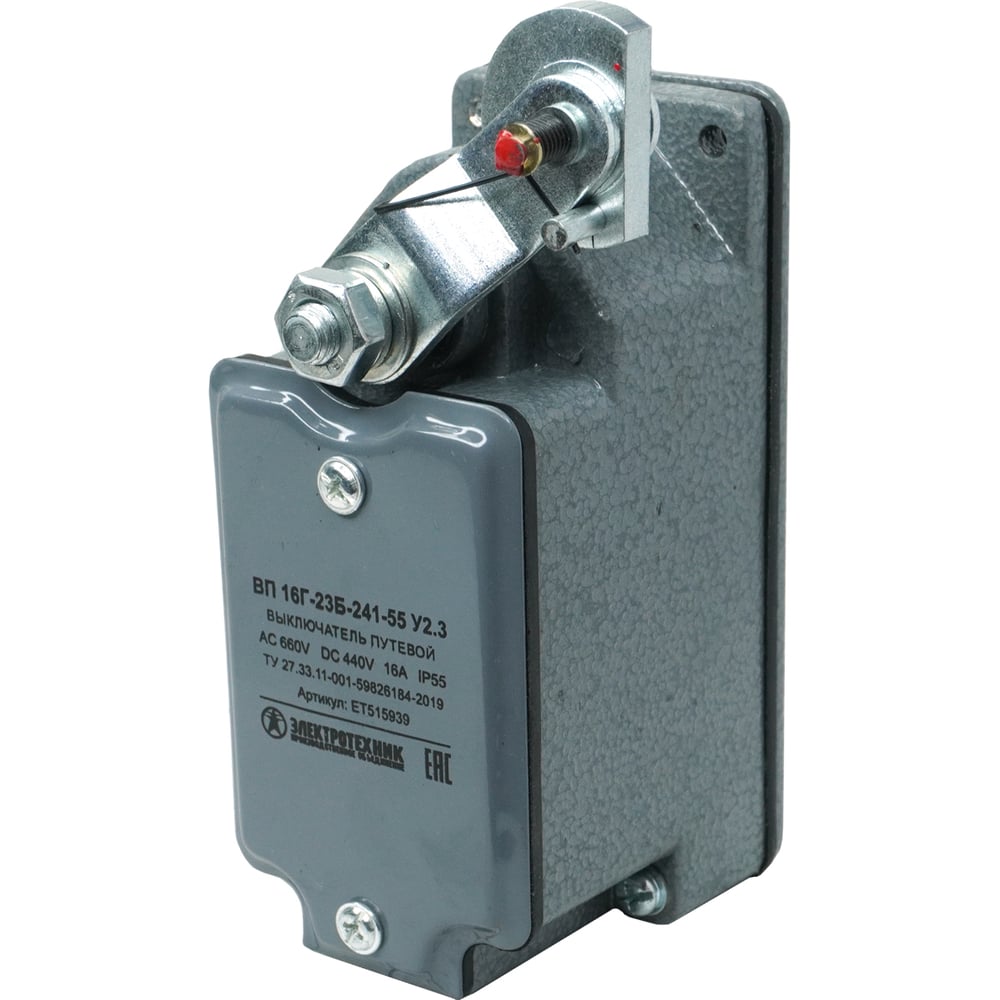 Изображение товара Путевой выключатель Электротехник Вп 16г-23б-241-55 у2.3, селективный привод, без сальника, ход вправо, cамовозврат, 1з и 1р, ip55/ ET515939