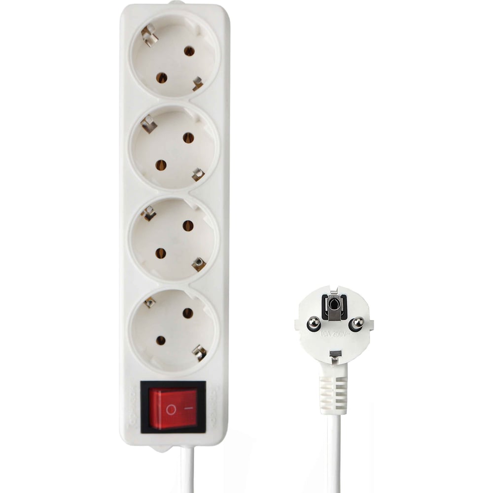 Изображение товара Удлинитель Гарнизон 4 розетки 10А 5м с выключателем белый