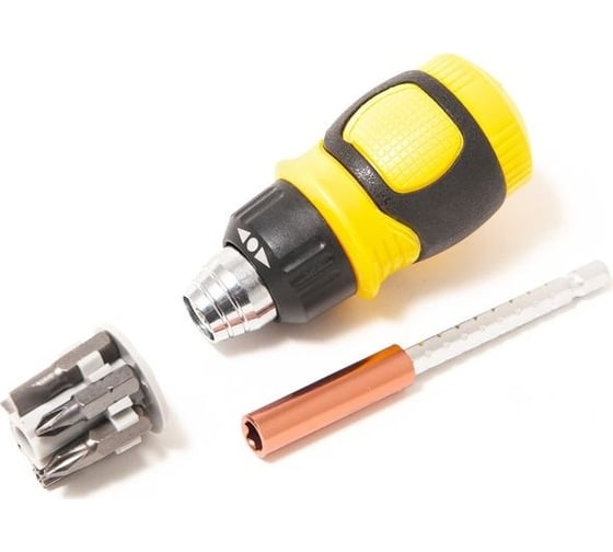 Изображение товара Отвертка BaumAuto реверсивная телескопическая короткая с комплектом бит: SL5,SL6,PH1,PH2,T25,T30 (8пр.)в блистере BM-3031118(15691)