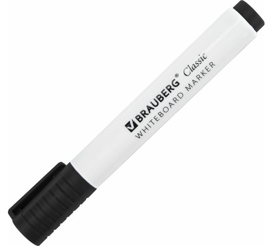 Изображение товара Маркер для белой доски BRAUBERG Classic стираемый, черный, 3 мм, с клипом 152113