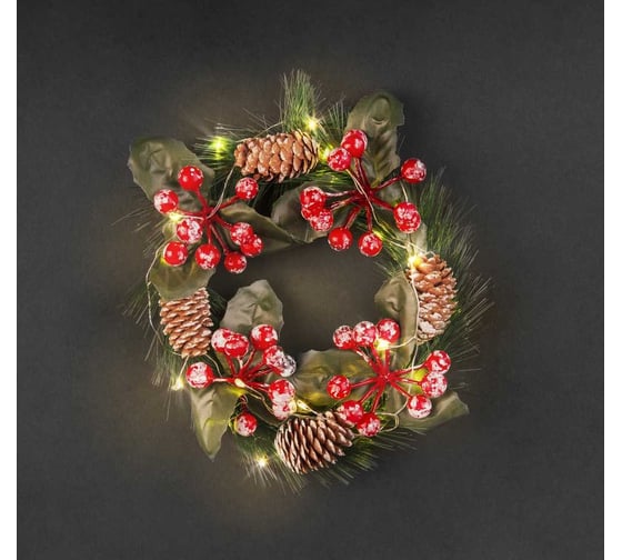 Изображение товара Гирлянда Navigator 95 035 NGF-D041-01 венок шишки и ягоды WW 30640 95035