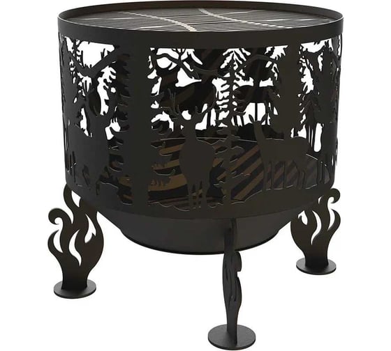 Изображение товара Костровая чаша с решеткой гриль FIRE-HOUSE олени диаметр 80 см Ch1-800олени