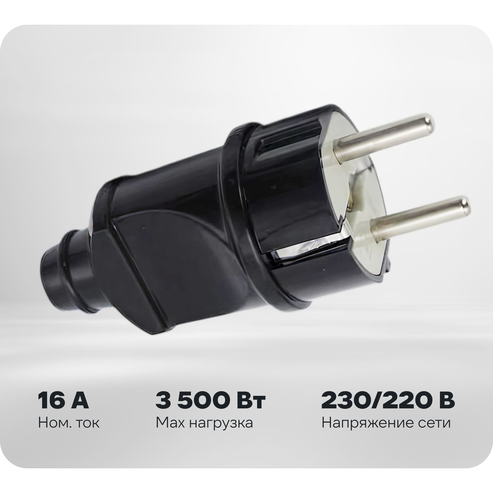Изображение товара Прямая вилка TOKOV ELECTRIC 16А, 250В, с заземлением, черная TKL-PLZ-C05
