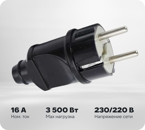 Изображение товара Прямая вилка TOKOV ELECTRIC 16А, 250В, с заземлением, черная TKL-PLZ-C05