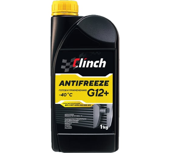 Изображение товара Желтый антифриз Clinch ORGANIC ADDITIVES G12+ -40C, канистра 1 кг 311241Y