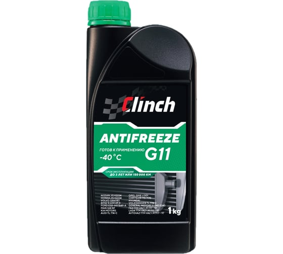 Изображение товара Зелёный антифриз Clinch HYBRID COOLANT G11 -40C, канистра 1кг 311231G