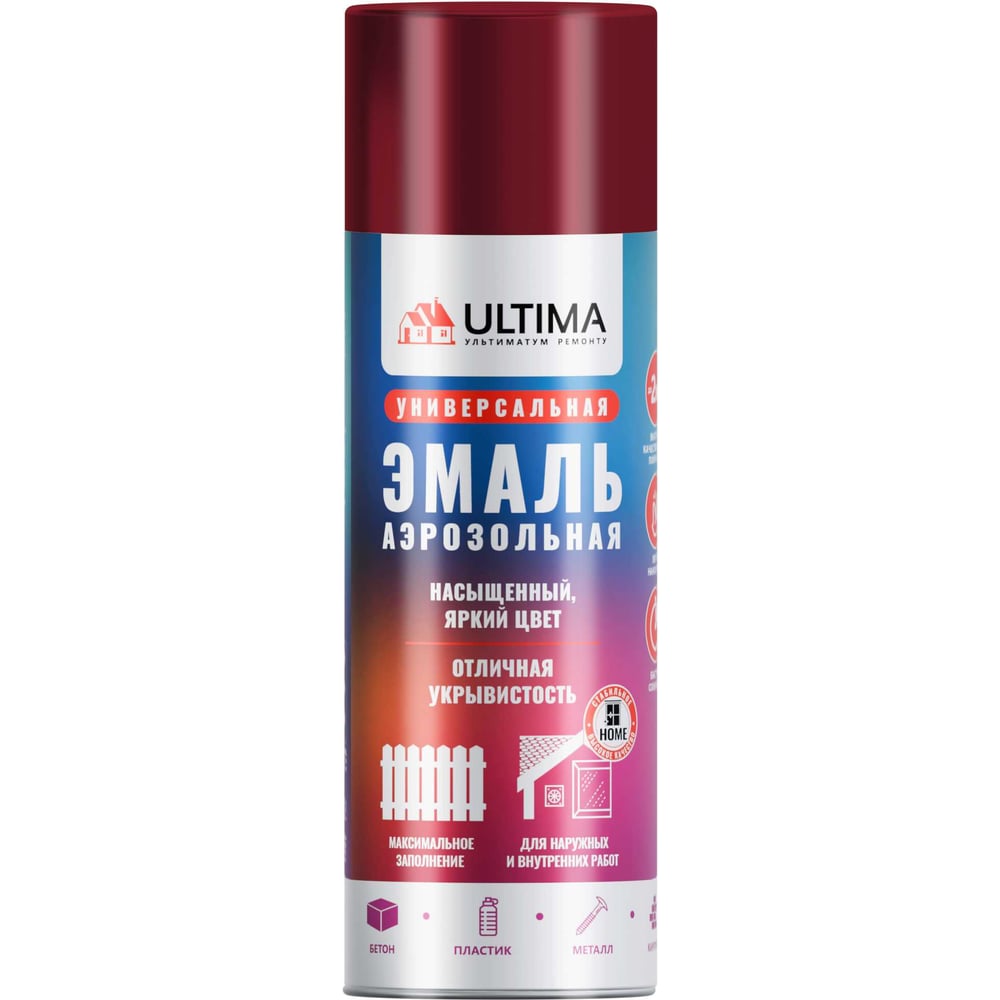Изображение товара Аэрозольная краска ULTIMA RAL 3003 вишневый 520 мл быстросохнущая влагостойкая