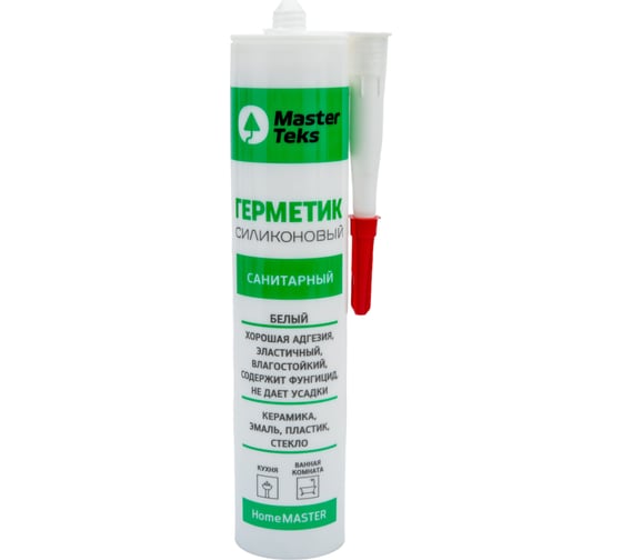 Изображение товара Санитарный герметик MASTERTEKS HOMEMASTER силикон. 260 мл белый 12 53390