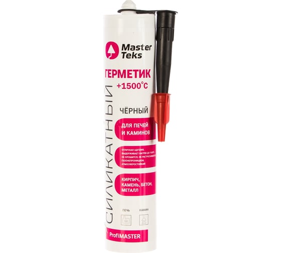 Изображение товара Силикатный герметик MASTERTEKS PROFMASTER для печей и каминов 260 мл черный 12 53396