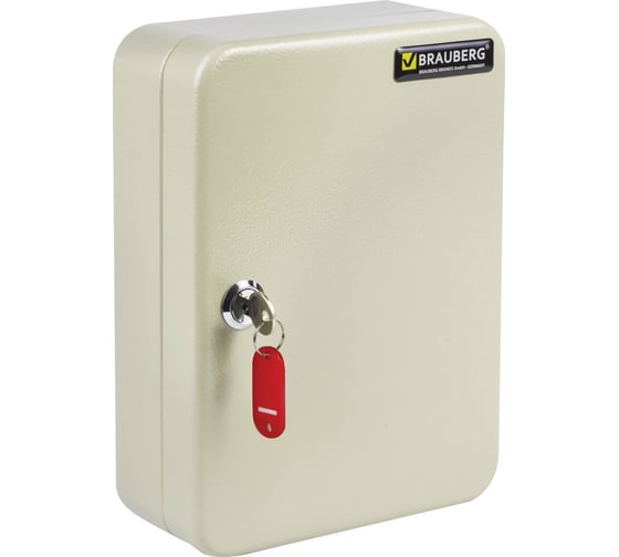 Изображение товара Шкафчик на 48 ключей BRAUBERG 250х180х80 мм, с замком, +48 брелоков, серый 290338