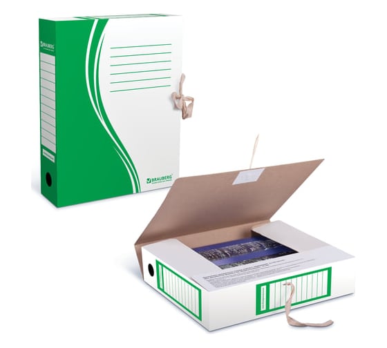 Изображение товара Архивная папка с завязками, 75 мм, до 700 листов, плотная, зеленая BRAUBERG 124851