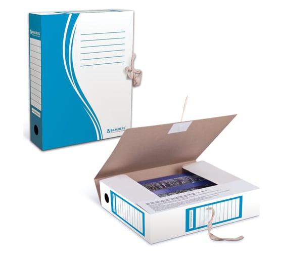 Изображение товара Архивная папка с завязками, 75 мм, до 700 листов, плотная, синяя, 124853